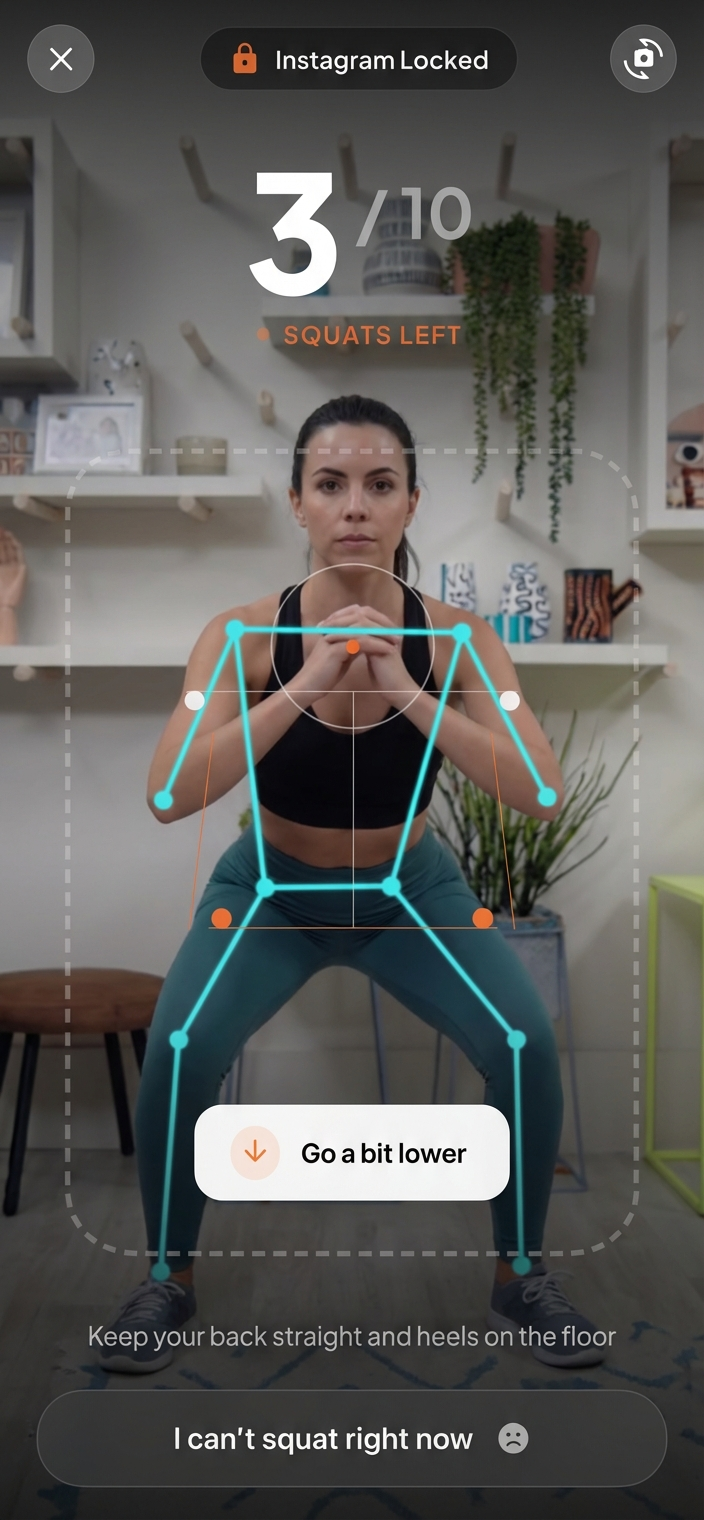 Squat to earn scroll minutes